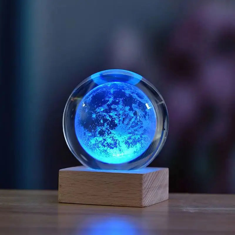 3D Crystal Ball Night Light Colorful Light Lamp Crystal Planet Solar System Galaxy Birthday Gift Glass Sphere Home Decoration