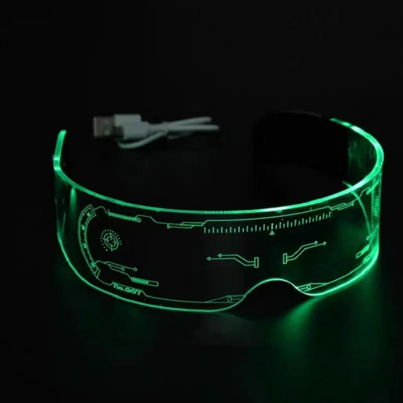 Cool Club Led Glow Light Up Visor Glasses Color Cyber Punk Eye Luminous Toy Christmas Halloween KTV Party Gift Back to Future