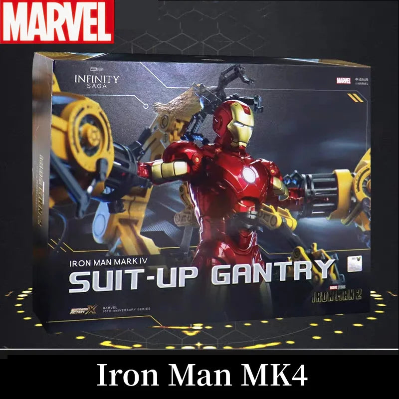 In Stock Marvel Zd Iron Man Mk4 With Suit-up Gantry Original 1/10 Tony Stark Action Figure Collectible Model Toy For Gift