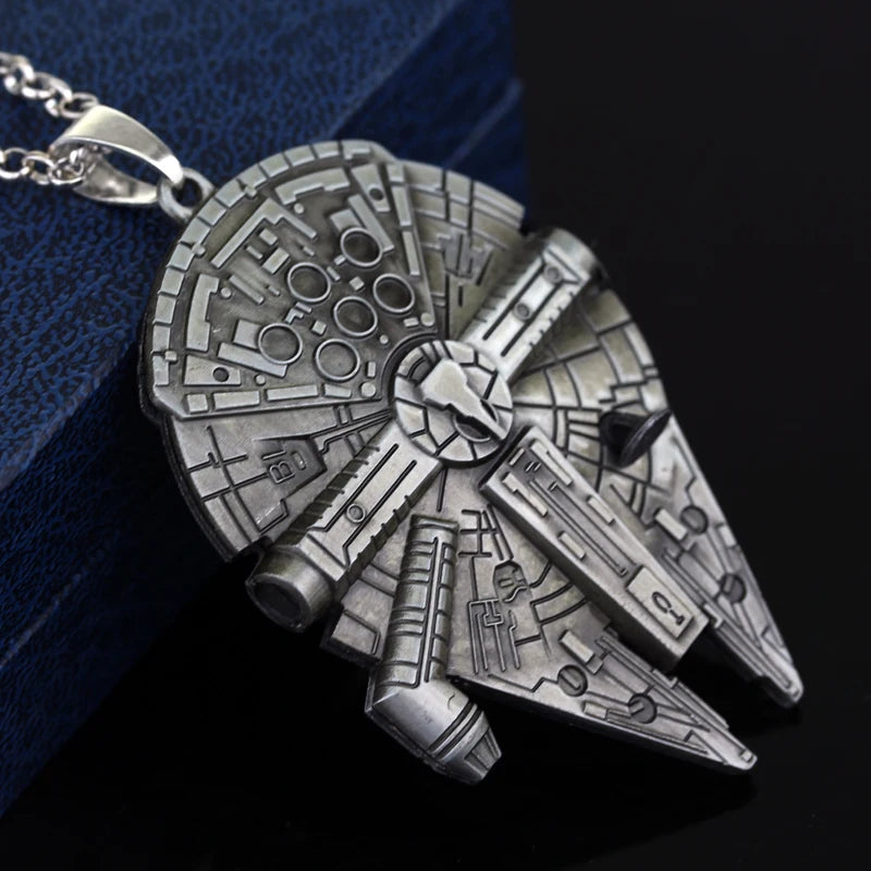Movie Star Wars Spacecraft Millennium Falcon Necklace Technology Spaceship Pendant Neck Chain Fans Jewelry Gift