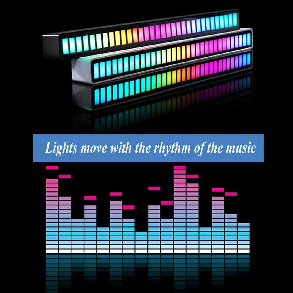 RGB Activated Music Rhythm Lamp Bar Sound Control LED Ambient USB Lights USB Rechargeable Colorful Ambient Light