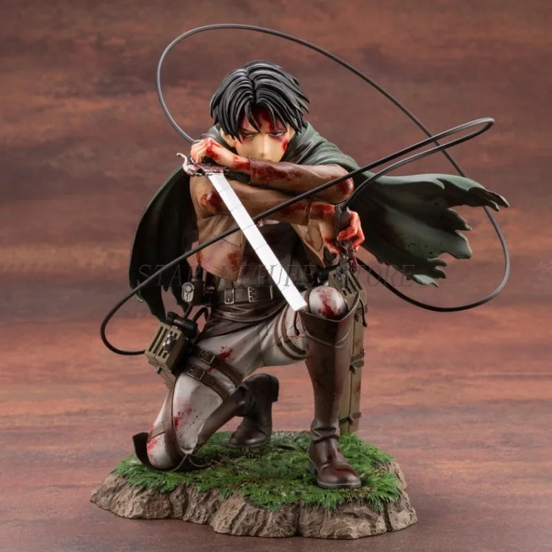 Attack On Titan Action Figure Levi Ackerman Figurine 18cm Collection Shingeki no Kyojin Statue Battle Damage Rivaille Model Toys