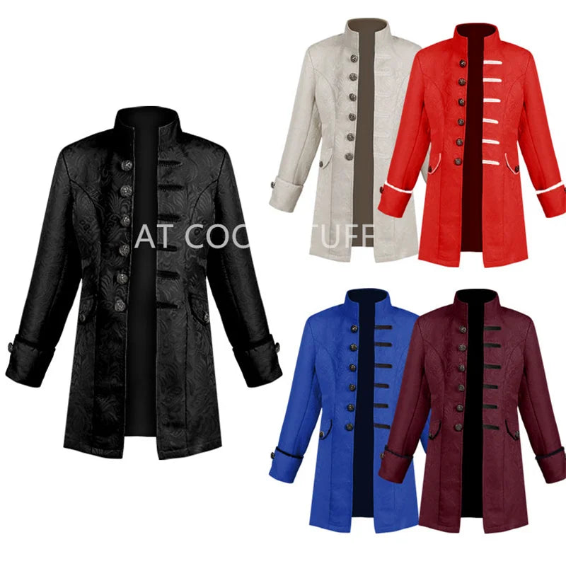 Kids Medieval Costume Boys Prince Jacquard Stand Collar Larp Viking Cosplay Jacket Coat Victorian Renaissance Stage Performace