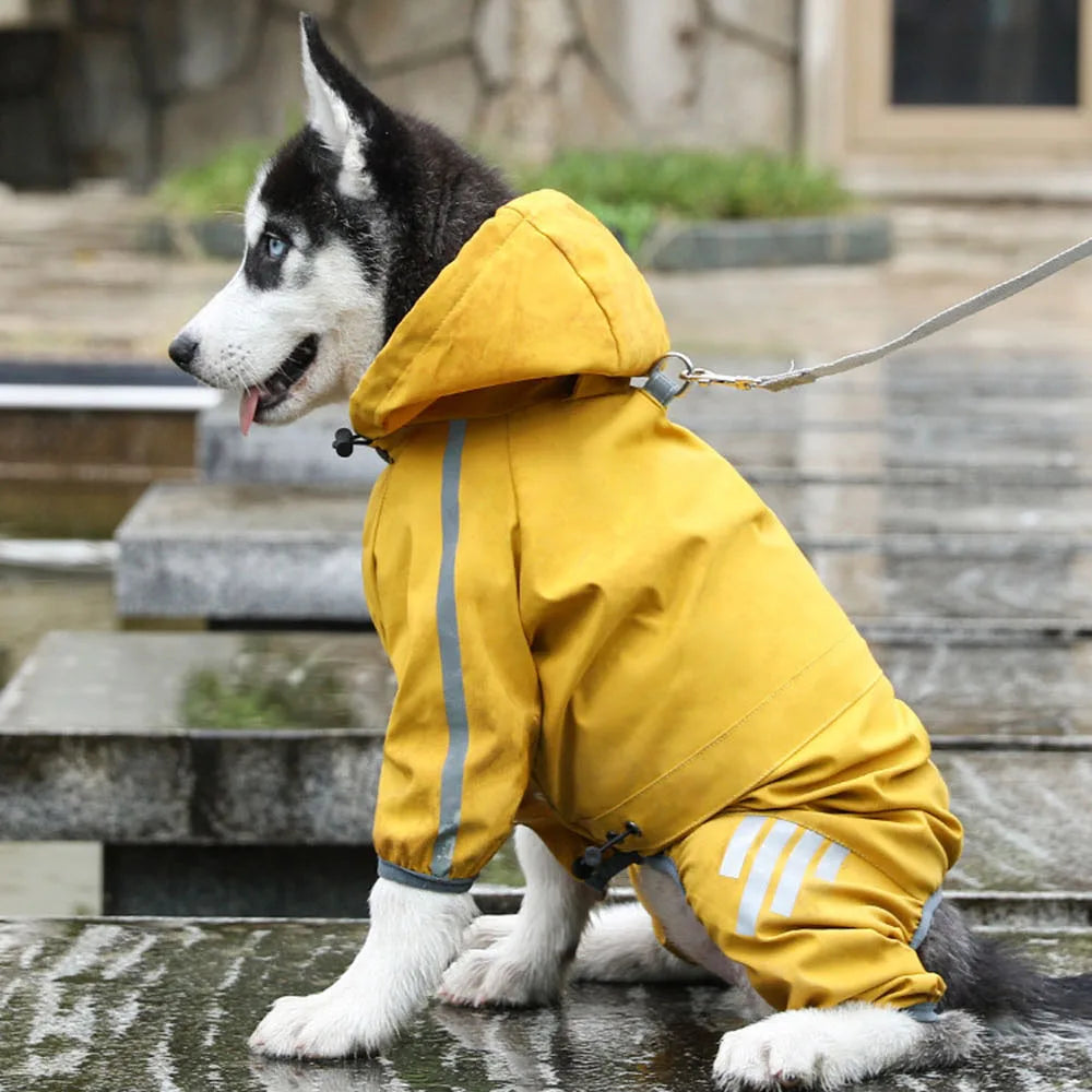 Sport Dog Raincoat for Puppy Waterproof Small Dog Rain Coat Jacket with Reflective Strap Leash Hole Waterproof Pet Hood Clothes