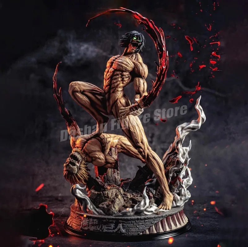 Anime Attack on Titan Action Figure Eren Jaeger Statue PVC Collectible Model Shingeki no kyojin Combat Form Eren Figurine Toys