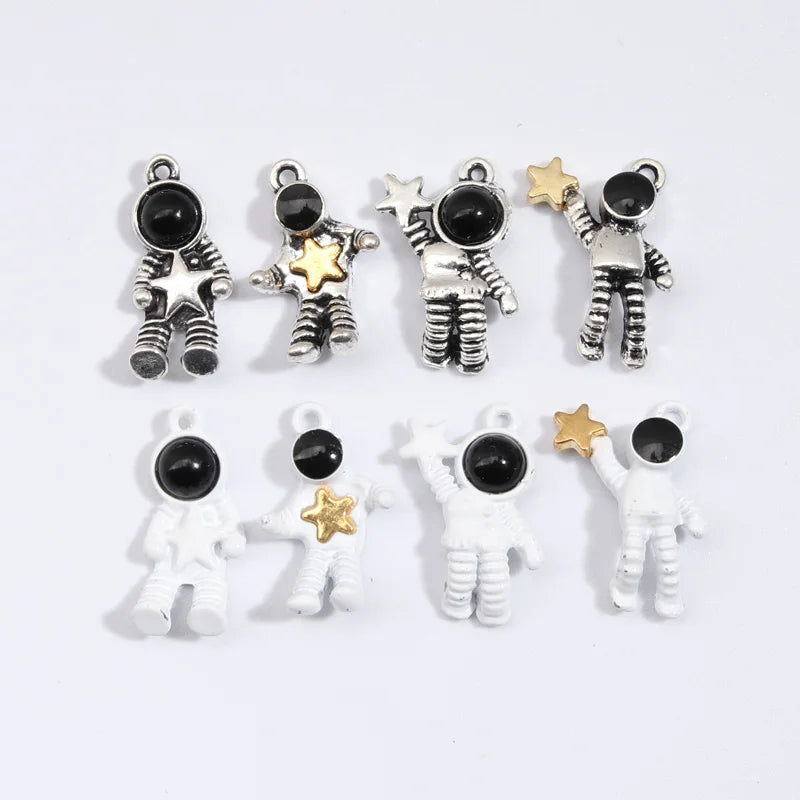 10pcs 8 Style Enamel Astronaut Star Charms Spaceman Alien Universe Pendant For DIY Handmade Metal Jewelry Making Accessorie