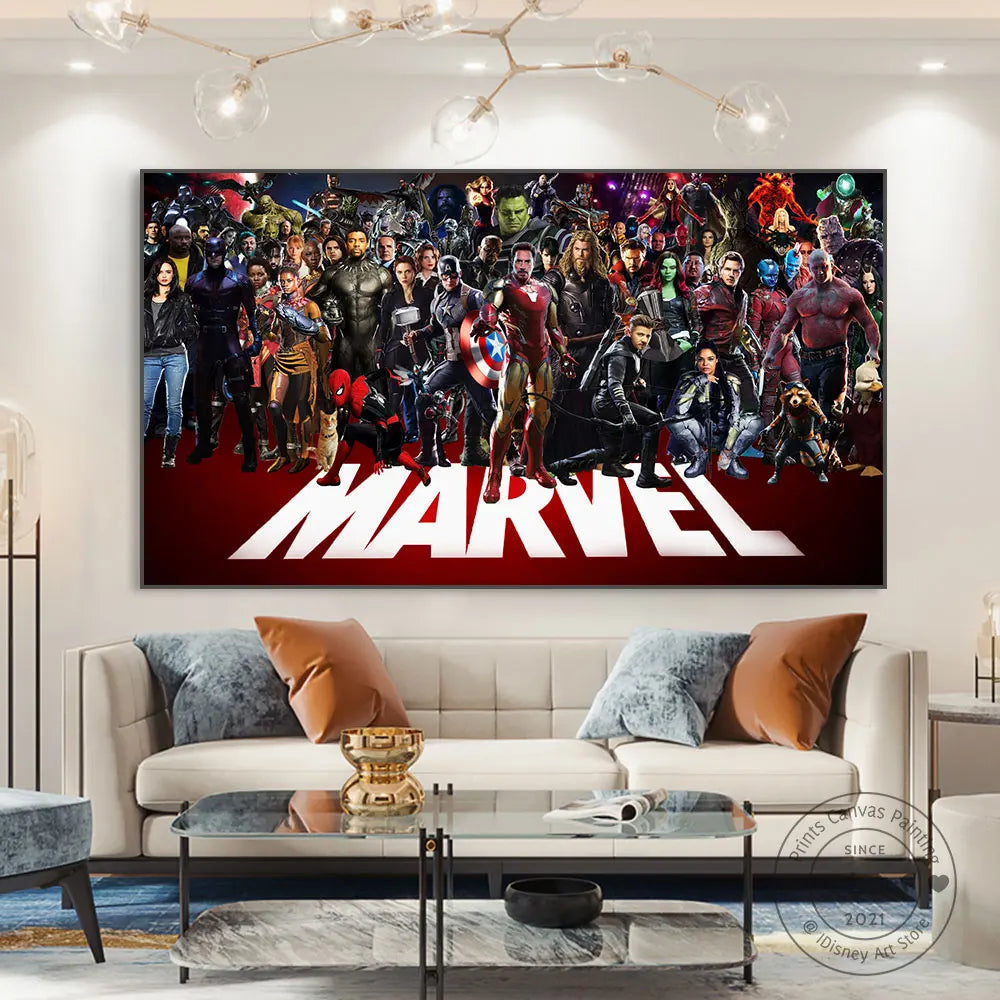 Marvel All Characters Wall Art Canvas Painting Poster Avengers Superheros Prints Classic HD Picture Home Decoration Best Gift