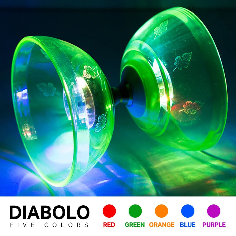 Multi-color Luminescent Diabolo High Speed China KONGZHU Stage Performance Outdoor Fitness Sports Fun Gift Juggling Set