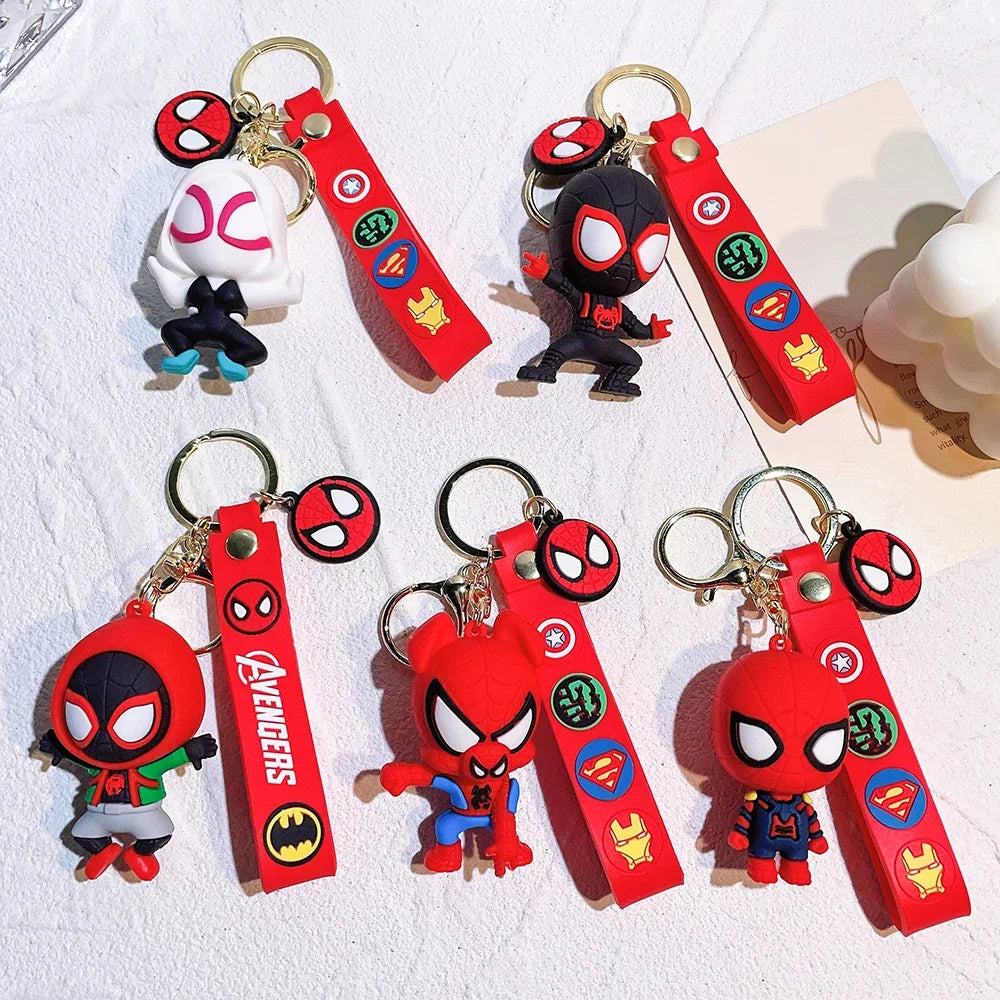 Spider-Man Across the Spider Verse Key chain Miles Morales Peter Gwen Keychain Pendant Action Figure Marvel Spiderman Model Toys