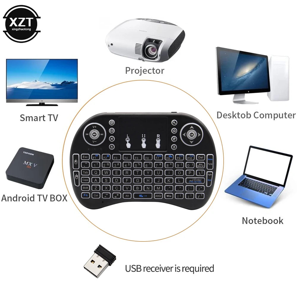 XZT i8 Spanish Backlight Mini Wireless Keyboard 2.4GHz air mouse Backlit Touchpad Handheld for Android TV BOX  Spain