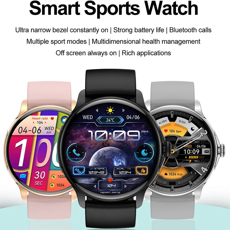 2024 New AMOLED Smart Watch Women 1.43 inch Screen Bluetooth Call Voice Control IP68 Waterproof Fitness Bracelet Smartwatch Men