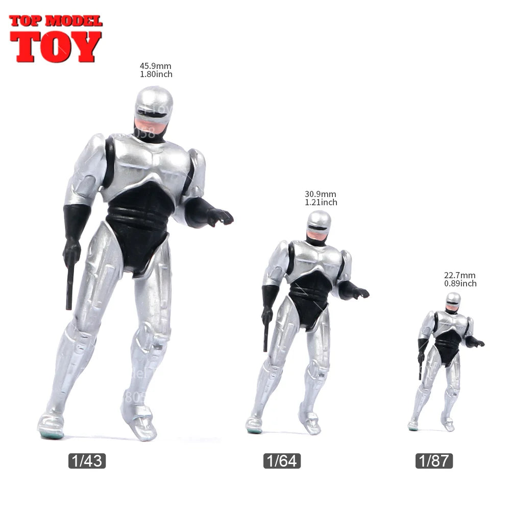 Painted Miniatures 1/64 1/43 1/87 RoboCop Maske Male Scene Figure Dolls Unpainted Model For Cars Vehicles Toy