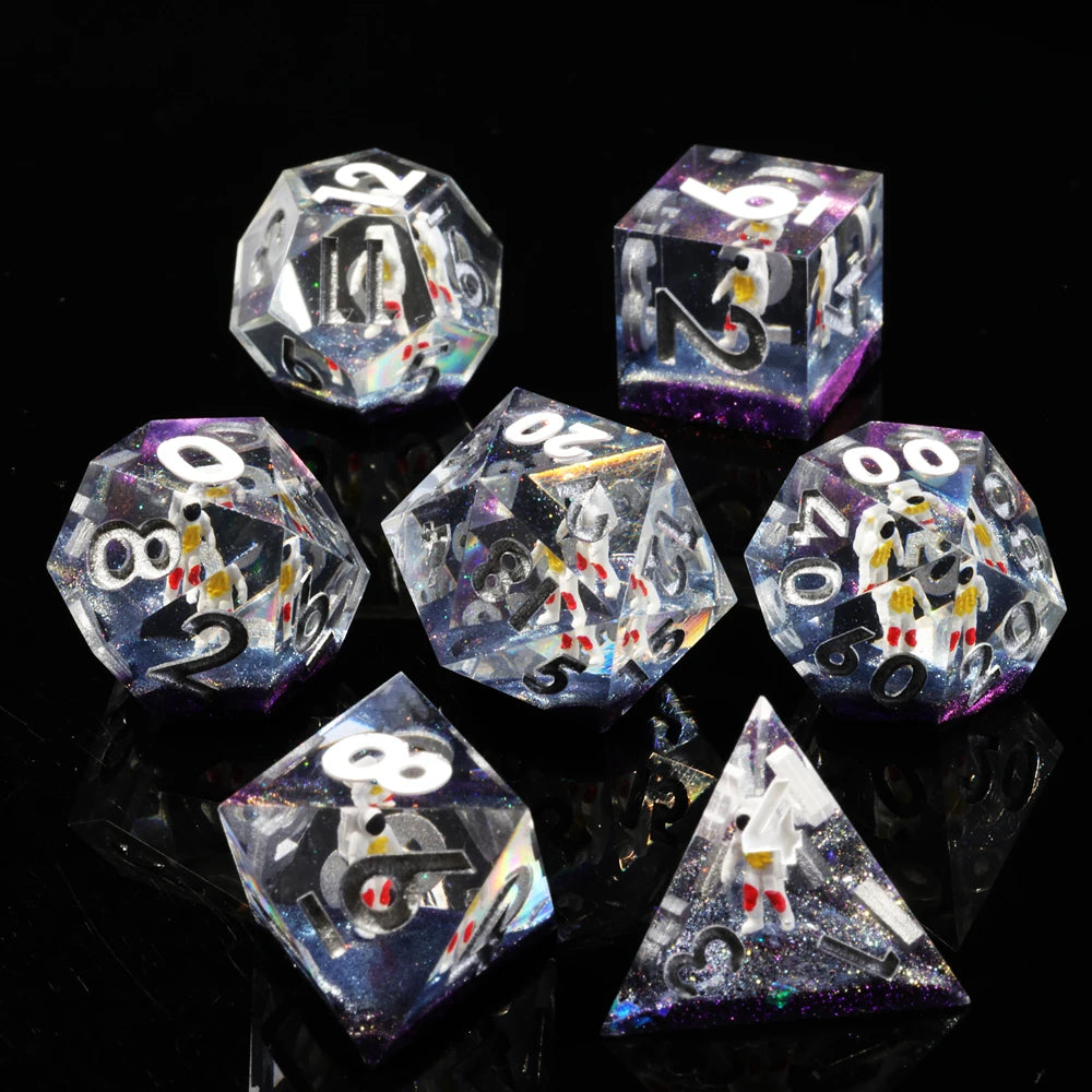 MINI PLANET D&D Dice Set Polyhedral Resin Dice with Sharp Edges For TRPG Desktop Games Strolling Outer Space D6 D20 Dice Games