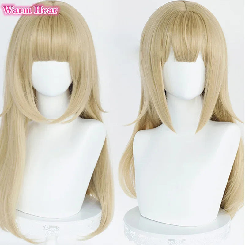 40Hara Kinako Cosplay Wig Cat Girl Pet Kitty OSAKANA Cat Ear Tail 65cm Yellow Heat Resistant Synthetic Hair Wigs + Wig Cap