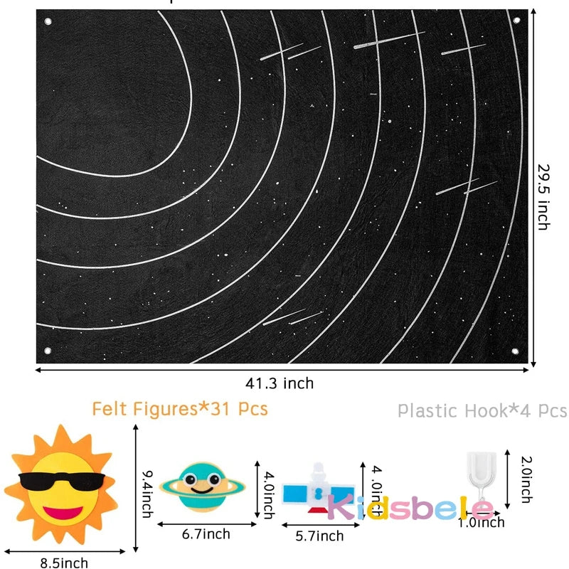 Outer Space Felt Montessori Board Toy Solar System Universe Storytelling Flannel Interactive Play Mat Education Toys For Kids