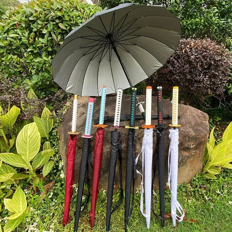 Real Size Zoro Katana Umbrella Windproof Long Handle Parasol Roronoa Zoro Cosplay Prop Japanese Katana Sword Umbrella Anime Gift