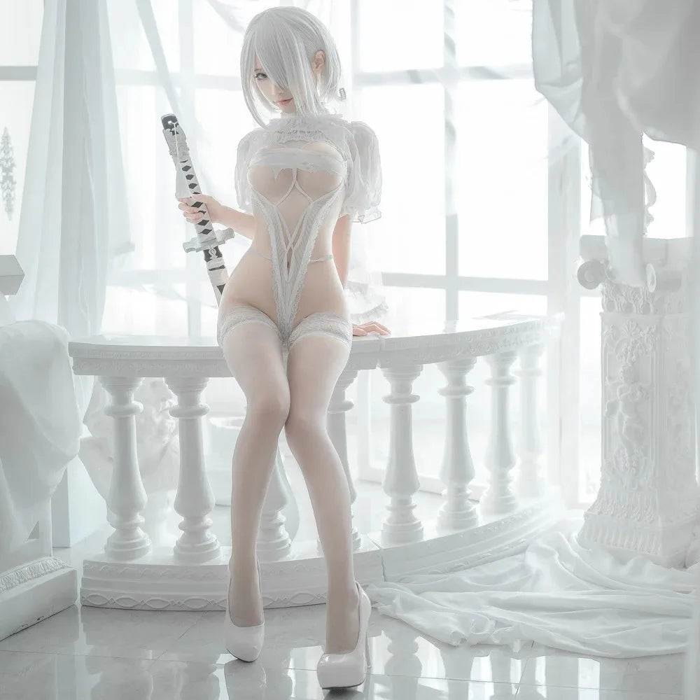 Nier Automata Cosplay Costume Yorha 2B Snow Sexy Outfit Games Suit Women Role Play Costumes Girls Halloween Party Fancy Dress