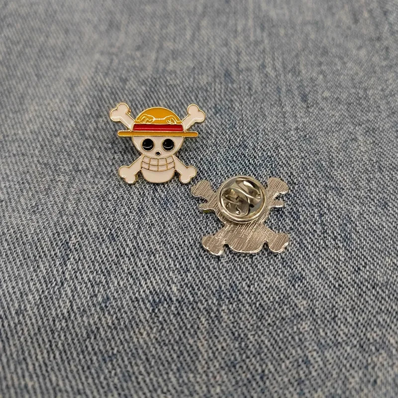 One Piece Cartoon Brooch Halloween Skeleton Anime Action Figures Luffy Zoro Metal Pin Toys Badges Jewelry Accessories Kids Gifts