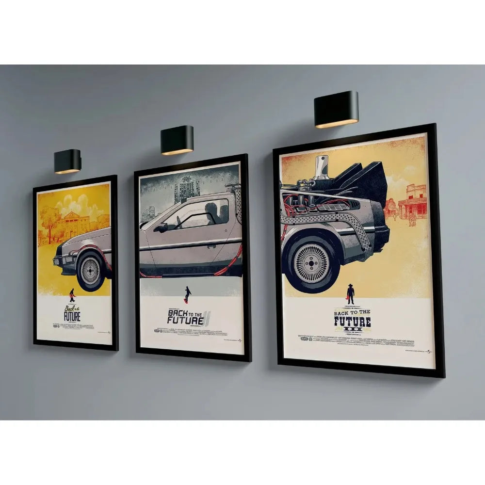 Car Back To The Future Movie Posters SET of 3 Poster Canvas Painting Wall Art Home Decor Pictures for Living Room Decoration