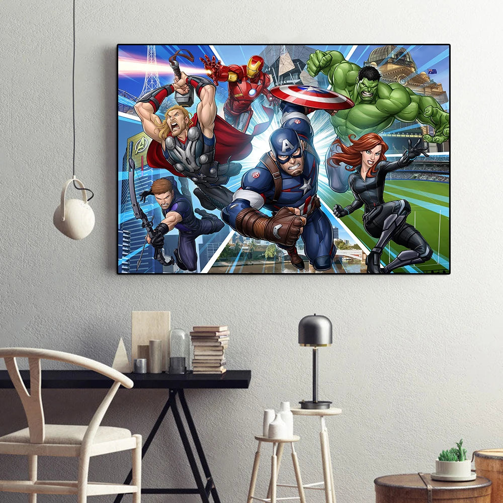 Disney Cartoon Anime Avengers Canvas Painting Marvel-Superhero Movie Poster Print Hulk Wall Art Picture Living Room Home Decor