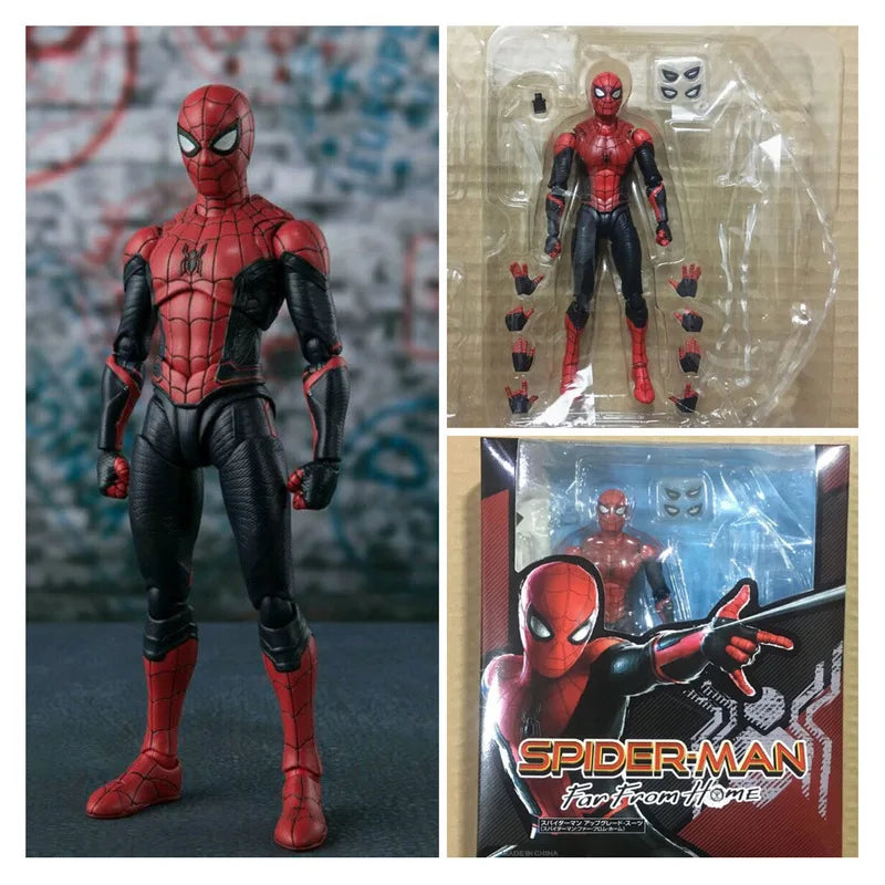 15cm Marvel  Hero Spider Man Far From Home No Way Home Red Gold & Red Black Movable Action Figure Collectible Pvc Gk Model Toys