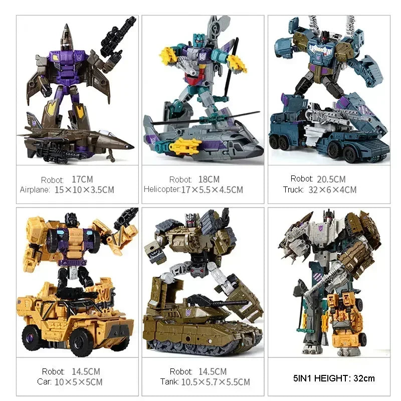 HaiZhiXing 5in1 Combiners Bruticus G1 Transformation Action Figure Toy Brawl Swindle Onslaught Model Deformation Car Robot KO