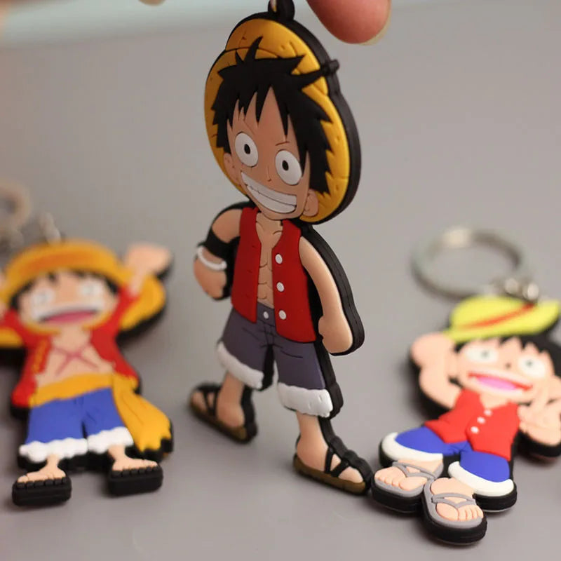 Anime One Piece Keychain Double Sided Monkey D Luffy Chopper Model Soft Adhesive Backpack Pendant Originality Kids Gifts Toy