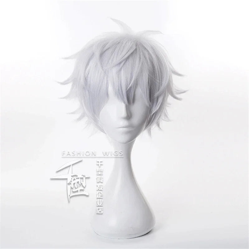 Gojo Satoru Cosplay Wigs Anime Jujutsu Kaisen Gojo Short Heat Resistant Synthetic Hair with Wig Cap Party Wig Without Eye Patch