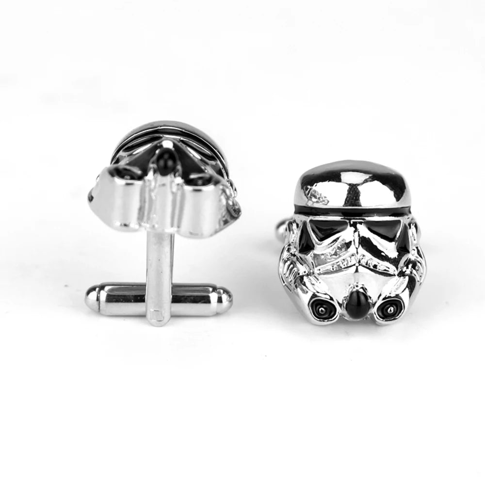 Star War Cufflinks Imperial Stormtrooper Enamel Mask Shirt Brand Cuff Buttons Silver Plated Cuff Links Jewelry