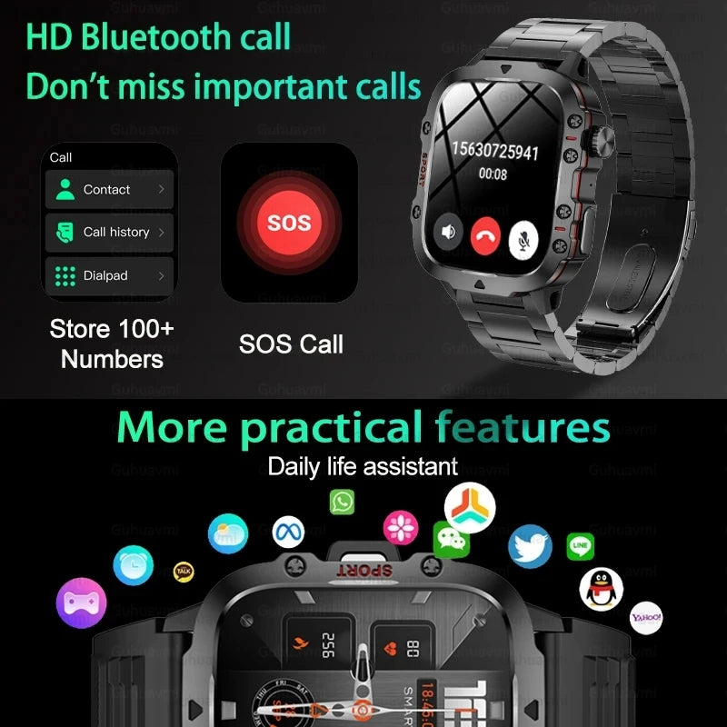 New Rugged Military GPS Smart Watches Men For Huawei Xiaomi Ios 3ATM Waterproof Sport Fitness Ai Voice Smartwatch Outdoor Clock