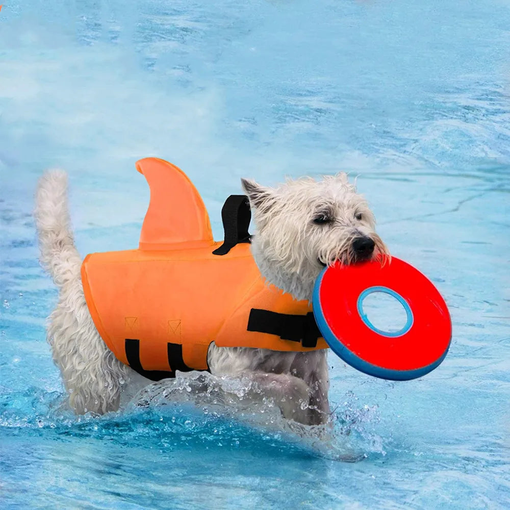 Dog Swimming Vest with Shark Fin Pet Summer Safety Clothes Dog Life Jacket Corgi Swimwear Bulldog Life Vest Pet Swimming Suit