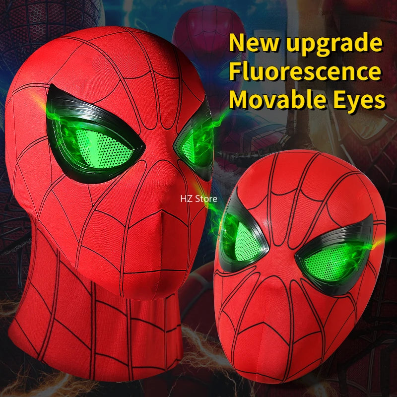 Marvel Fluorescent Version Spider-Man Mask Chin Control Movable Eyes Halloween Cosplay Helmet for Adults Birthday Chirtsmas Gift