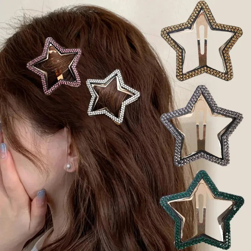 Star Rhinestone Hairpins New Fashion Shiny Star Pentagram Hair Clip Girls Women Exquisite Hair Pins Barrettes Hair Accessories