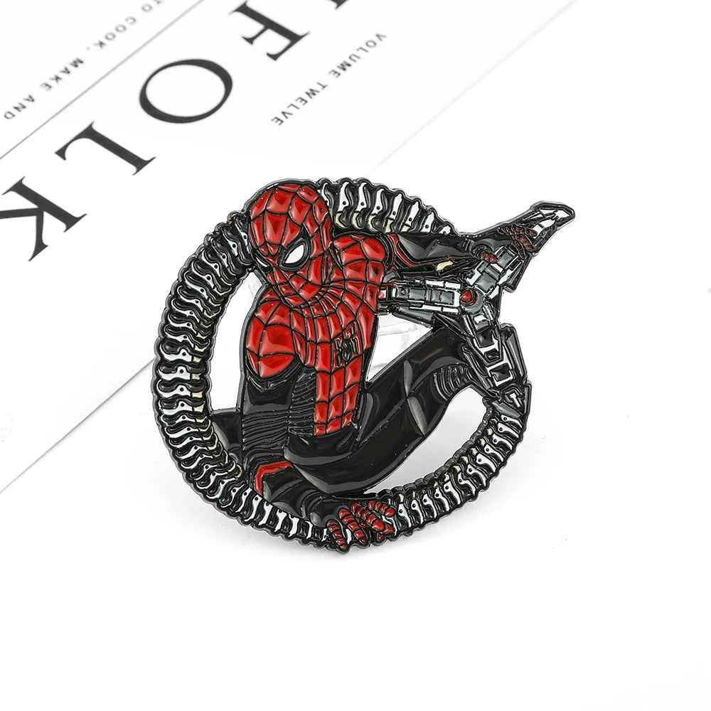 Superhero Spider Man Badge Brooches Avengers Marvel Pin Backpack Decoration Spiderman Accessories for Boys Gift Jewellery