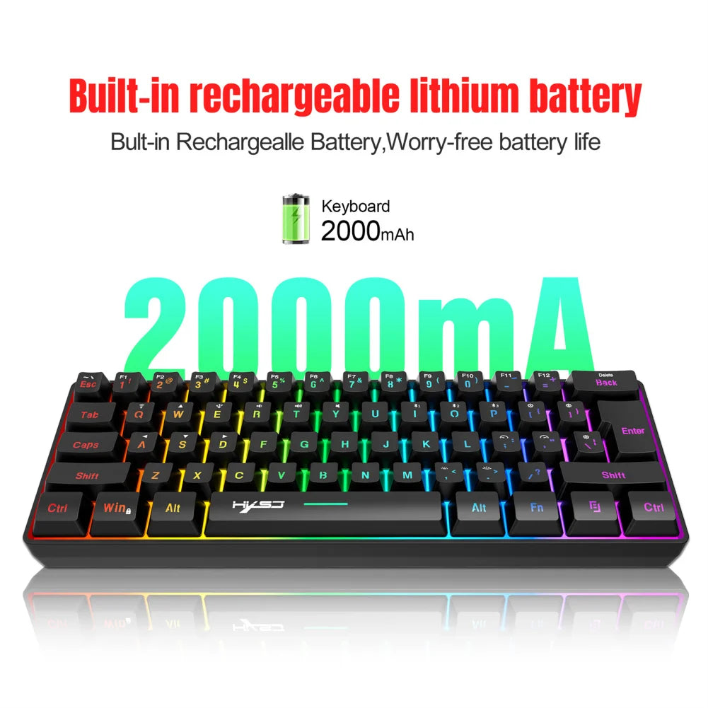 L500 Gaming Keyboard 61 Keys Compact Wired/Wireless Connection Computer Keyboard With RGB Lighting Keyboard For Laptop PC