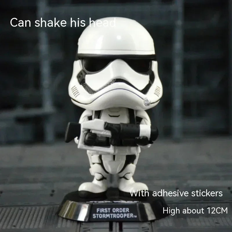 star Wars Q Edition Darth Vader White Stormtrom Hand Model Can Shake Head Figure Car Decoration Car 12cm Decoration New Year Gif