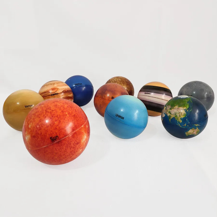 Children Eight Planets Sponge Bouncy Ball Puzzle Toys Solar System Education Science Decompression Squeeze Teaching Aid Model