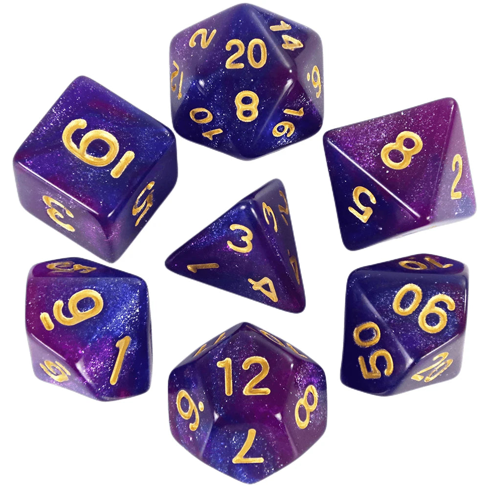 Dice Set Board Games Roll Dice Galaxy Theme Polyhedral Dice Set Amazing Colourful Universe Effect For DND Board Game Accessories