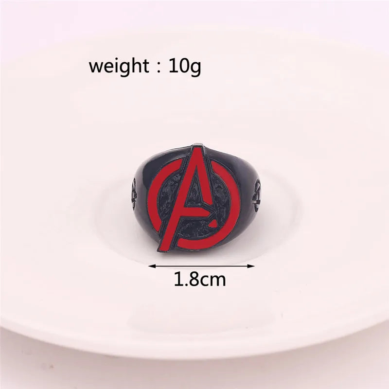 Disney Marvel The Avengers Logo Finger Rings Letter A Symbol Rings Fans Jewelry Gift Accessories Cosplay Props Men Women Gift