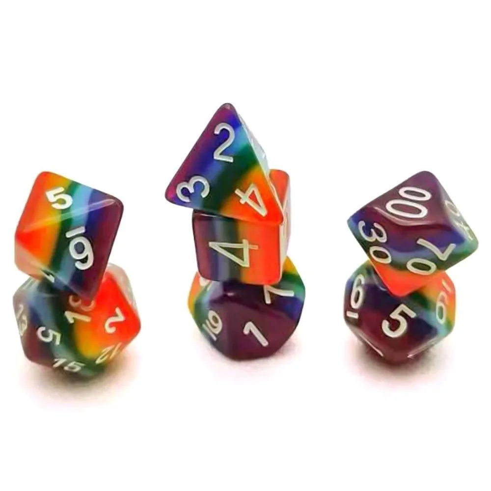 7Pcs/Set Polyhedral Rainbow Dice Set Game Dice For TRPG DND Accessories Polyhedral Dice For Board Card Game Math Games