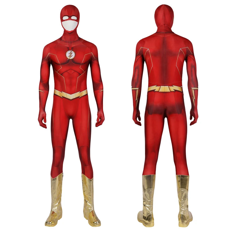 New Movie Halloween Superhero Barry Allen Season 8 Cosplay Costume 3D Printing Jumpsuit Fancy Hero Zentai Adult Battle Outfit