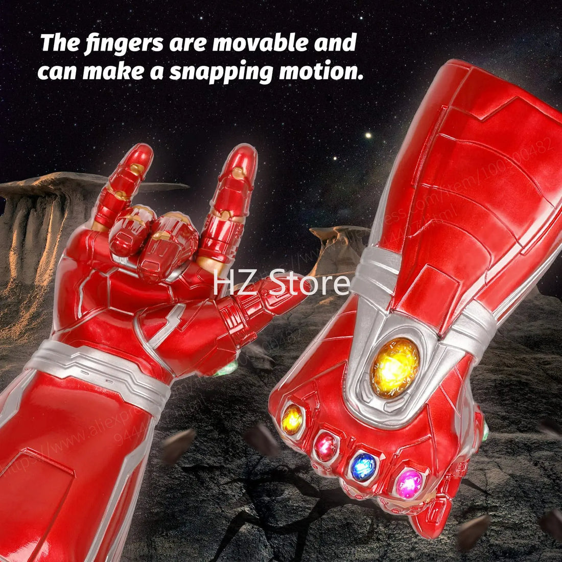 Marvel Iron Man Glove with Non or Removable Gem Stones, Ironman Fist Cos, Infinity Gauntlet, Replica for Adults Kids, Gift