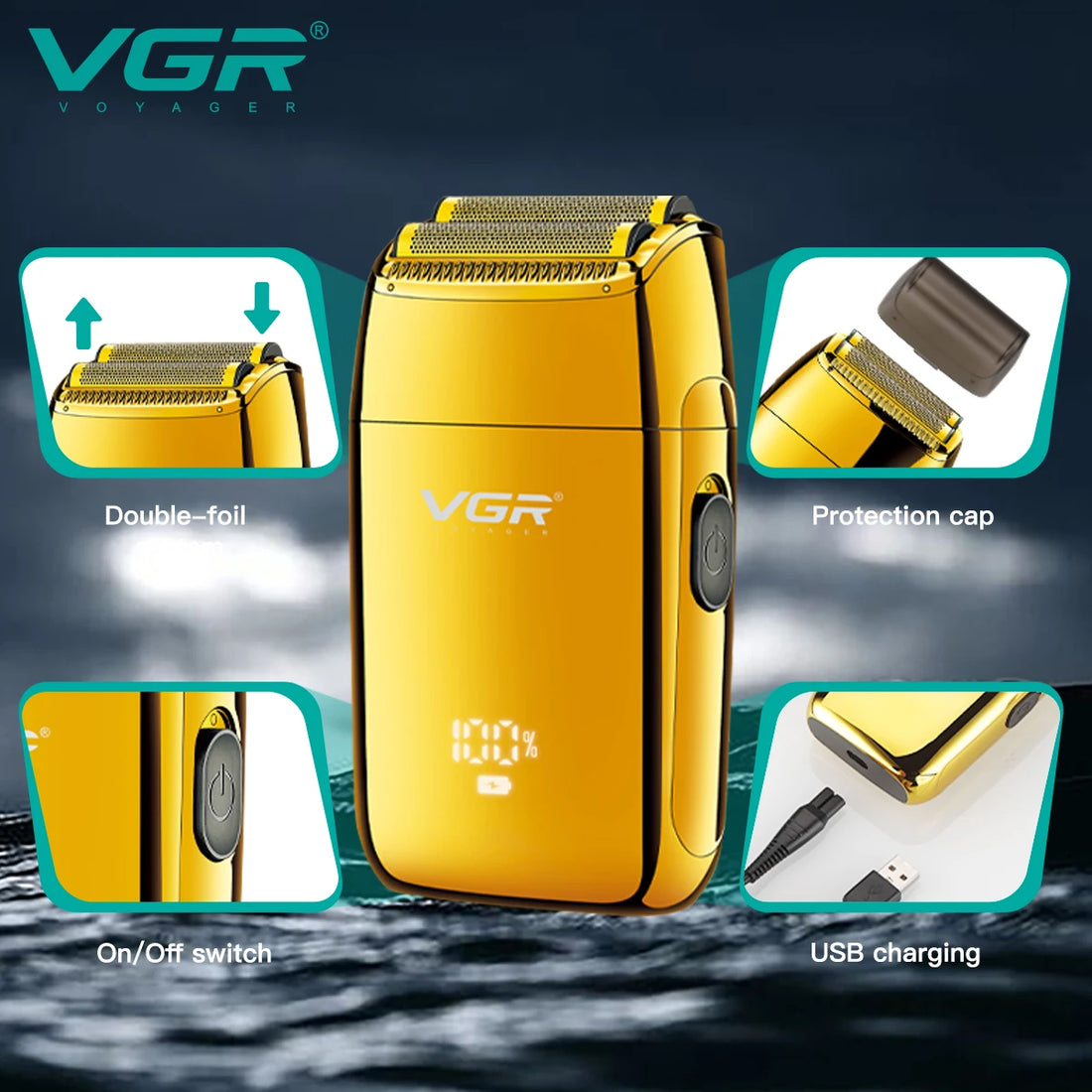 VGR Shaver Professional Razor Electric Shaver Reciprocating Shaving Machine Portable Beard Trimmer Mini Shaver for Men V-399