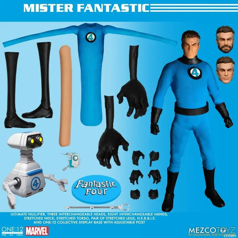 Original Hottoys Marvel Fantastic Four Mezco One:12 Collective Deluxe Steel Boxed Set 6 Inch Action Figures Toys Model Kid Gift