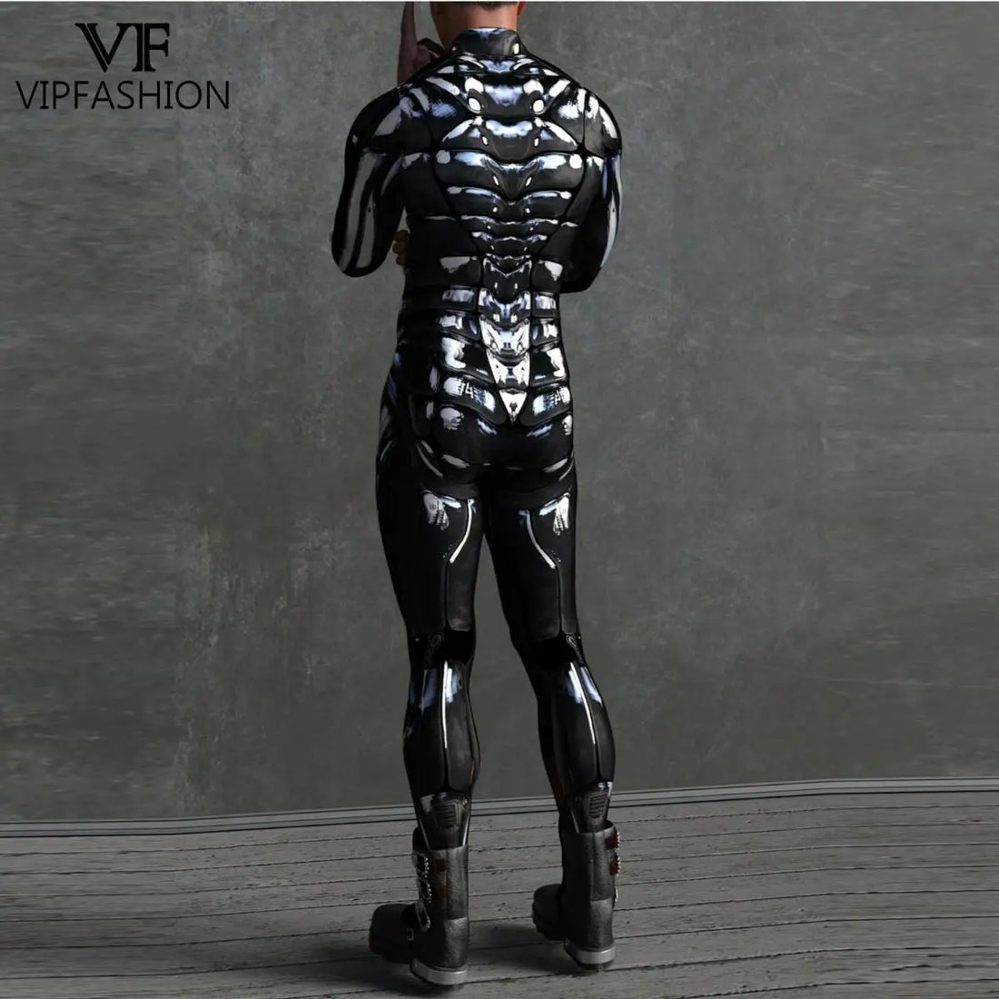 VIP FASHION Robot Costume Men Punk Cosplay Bodysuit Purim Carnival Halloween Zentai Suit 3D Printed Catsuit Rave Party Clothes