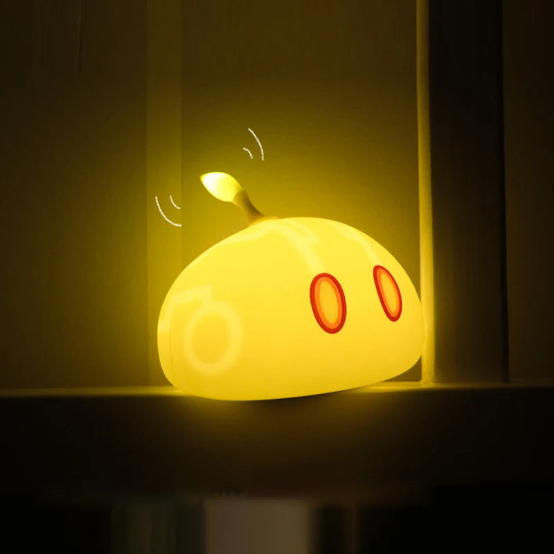 Newest Official Genshin Impact Rock Slime Lights Cute LED Night Light Kids Xmas Gifts USB Rechargeable Silicone Night Lamp Decor