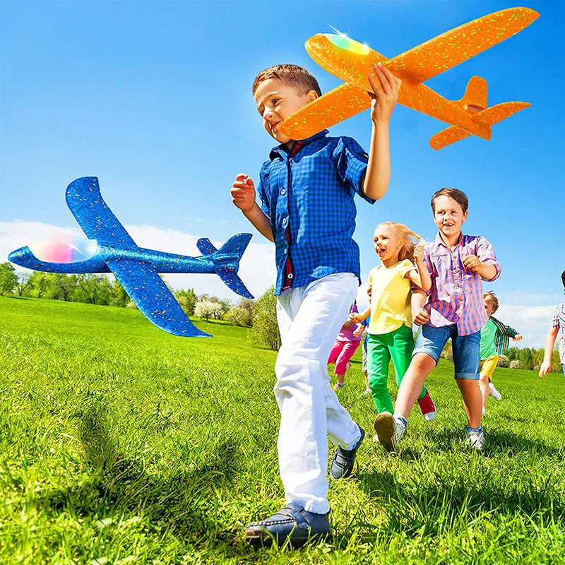 Foam Plane 10M Launcher Catapult Airplane Gun Toy Children Outdoor Game Bubble Model Shooting Fly Roundabout Toys