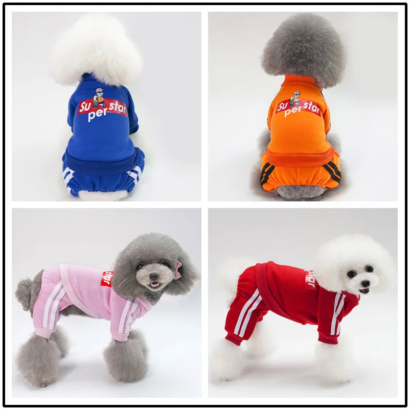 Pet Clothes for Dogs and Cats 4-Leg Hoodie Coat Pet Vest Puppy Clothes Print Design Apparel 5 Sizes Dog Clothes Dog Accessories