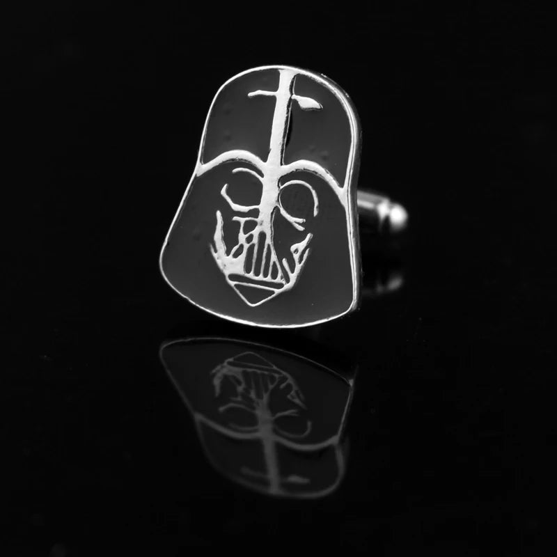 Wars Star Black White Warrior Cufflinks Warrior Mini Logo Darth Vader for Men Shirt Accessory Jewelry Toy Gift