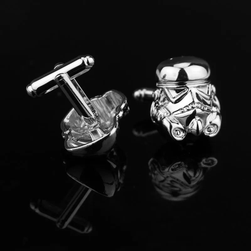 Star War Cufflinks Imperial Stormtrooper Silver Color Mask Helmet Cuff Buttons for French Shirt Cuff Jewelry Accessory Gifts